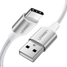 2 Adet Ugreen Usb-C To Usb-A 3A Qc Örgülü Hızlı Şarj Kablosu 2 Metre Gümüş Beyazı 60133