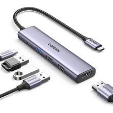 4 Adet Ugreen Revedok 5-In-1 Type-C Giriş 3xusb-A 1xusb-C Pd 100W 1x 4K/30Hz HDMI Gri 15495