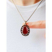 Esha Store Doğal Taş Akik Doğal Taşlı Kadın Antik Doğal Taşlı Kolye Nazar Taşı EUK34A