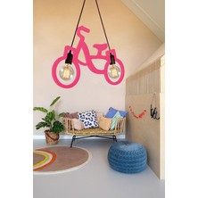 Allians Ahşap Pembe Bisiklet Sarkıt Avize, Modern ve Rustik Dekorasyon Için