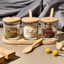 Matmel Marsala 3'lü Kaşıklı ve Stantlı Baharatlık Seti - Açık Kahverengi / Şeffaf