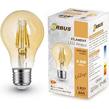 3 Adet Ampul Orbus LED Filament A60 E27 6W