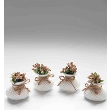 4'lü Dekoratif Mini Çiçekli Vazo Set-Kahve Yanı Sunumluk Hediyelik ( Çiçek ve Süsleme Dahil )