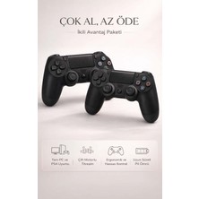 FaroxTech Ps4 Kolu 2'li Avantaj Paketi: Gecikmesiz Bluetooth Kablosuz Oyun Kolu Seti - Çift Titreşimli
