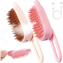 Zampa Kedi Tasarımlı Saplı Buharlı Kedi Tarağı 6,5X19 Cm, Pembe, Bej