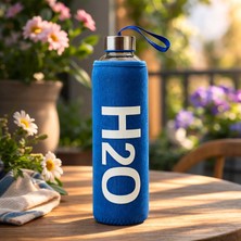 Tohana H2O Kılıflı Cam Matara - Şeffaf / Mavi - 750 ml