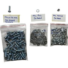  m4x16mm yıldız silindir başlı metrik vida --vida 50 adet -somun 50 adet-pul 50 adet