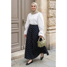 inStyle Pileli Puantiyeli Siyah Etek