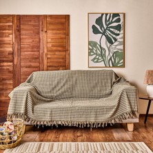 Matmel Soft Dama Koltuk Örtüsü - Ekru / Yeşil - 180X200 cm