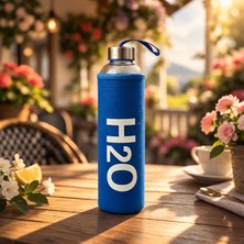 Tohana H2O Kılıflı Cam Matara - Şeffaf / Mavi - 600 ml
