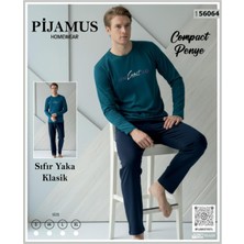 Pijamus Erkek Sıfır Yaka Klasik Geniş Kalıp Penye Pijama Takımı