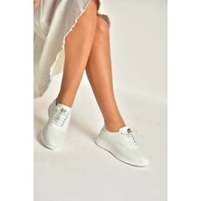 Fox Shoes Y999255803 Beyaz Hakiki Deri Kadın Spor Ayakkabı Sneakers