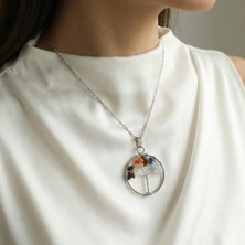 Taş Sandığı Boğa Burcu Hayat Ağacı Kolye - Paslanmaz Çelik