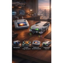 FaroxTech 4 Yönlü Engel Sakınma Özellikli Hd Kameralı Katlanabilir Drone - Akıllı Ekranlı Kumanda Seti