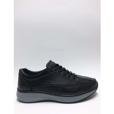 Hsa Hakiki Deri Lastik Bağcıklı Siyah Hafif Yazlık Erkek Ayakkabı C-76260256HSA