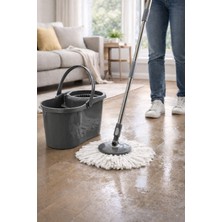 Özbience Çift Başlıklı 360° Döner Mop ve Paspas Temizlik Seti 16 L Gri