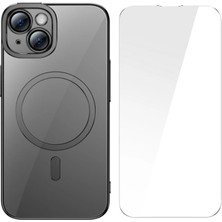 Daniska Baseus Glitter iPhone 14 6.1 Magsafe Silikon Kılıf + Tempered Ekran Koruyucu SET-(5775)