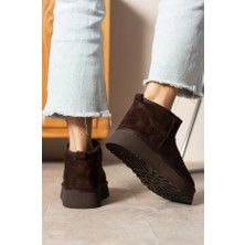 rasputin Mini Kahve Süet Içi Kürklü Kalın Taban Kadın Bot