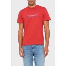 Tommy Jeans Logolu % 100 Pamuk Slim Fit Bisiklet Yaka T Shirt Erkek T Shirt DM0DM22333 Xl0