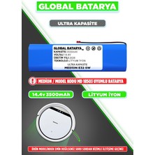 Global Batarya Medion E32 Sw Uyumlu Robot Süpürge Bataryası 14.4V 3500MAH Li-Ion Pil (Ultra Kapasite)