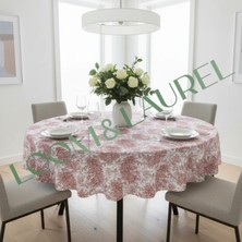 LOOM & LAUREL Yüksek Kaliteli Desenli Jakarlı Dokuma Kumaş Yuvarlak 160 x 160 Masa Örtüsü Bordo Ağırlıklı