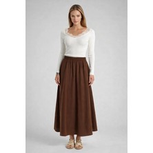 Beli Lastikli Cepli Kumaş Etek - Tesettüre Uygun