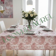 LOOM & LAUREL Yüksek Kaliteli Desenli Jakarlı Dokuma Kumaş 160 x 240 Masa Örtüsü Bordo Ağırlıklı