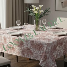 LOOM & LAUREL Yüksek Kaliteli Desenli Jakarlı Dokuma Kumaş Kare 160 x 160 Masa Örtüsü Bordo Ağırlıklı