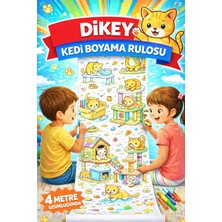 Haydi Dekor 🐱 Dev Kedi Boyama Rulosu 4 Metre – Dikey Boyama Kağıdı | Çocuklar Için Eğlenceli Aktivite Rulosu | Büyük Boy Boyama Posteri