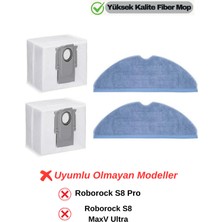 Özbience Roborock S8+ ve S7 Pro Ultra Uyumlu 4'lü Mop ve Toz Torbası Seti
