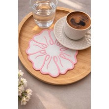 Mora Tekstil 6’lı Çiçek Nakışlı Sunum Peçetesi – Keten Kumaş Kahve Yanı & Davet Masası Parti Peçetesi