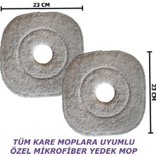Özbience Kare Mikrofiber Yedek Paspas Mop 2'li Set, Kıl ve Tüy Toplama