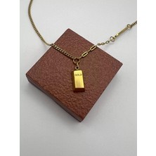 Badiva.co Çelik Altın Külçesi Kolye 40+5cm