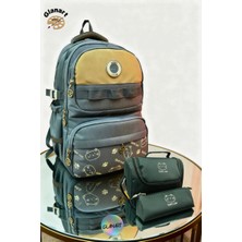 Glanart Ful Astarlı 5 Bölmeli Ilk Öğretim Çantası (Termoslu Beslenme+ Kalemlik ) Set . Su Geçirmez Kumaş