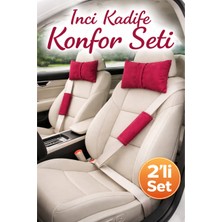 Tusba Market Inci Kadife Araç Boyun Yastığı & Oto Emniyet Kemer Pedi - 2’li Konfor Seti