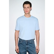 Tena Erkek Mavi Bisiklet Yaka Modal Basic Tişört