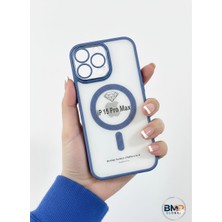 BMP GLOBAL Iphone 15 Pro Max Uyumlu Simli Magsafe Destekli Işıltılı Şeffaf Kılıf