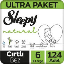 Sleepy 6 Beden Natural Bebek Bezi Ultra Paket 62X2 124 Adet