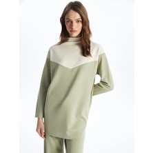 Lc Waikiki Yeni Sezon Dik Yaka Renk Bloklu Oversize Kadın Tunik