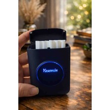 Lumera Accessory Kişiye Özel Isim Yazılı LED Işıklı Şarjlı Çakmak ve Tabaka