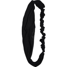 Lastikli Bandana Paraşüt Model Saç Bandı Siyah Düz