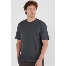 Tena Erkek Antrasit Bisiklet Yaka Önü Çima Dikişli Modal Tişört