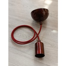 Allians E27 Bordo Renk Duy Kılıflı 1m Kumaş Kablo Tavan Kanca Rozanslı Sarkıt