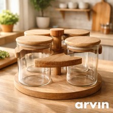 Krd Baharat Seti Borosilikat Bambu Dönerli 4 Parça