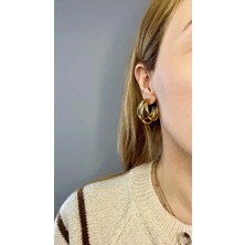 Badiva.co Üç Sıra Görünümlü Çelik Küpe 3cm