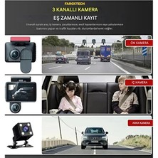 FaroxTech Araç Içi Hd Kamera Video Kaydedici 3 Kamera 1080P Full Hd Araç Kamerası Wdr G-Sensor 5mp Büyük Ekran