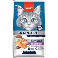 Wanpy Tahılsız Somonlu ve Ton Balıklı Kısırlaştırılmış Yetişkin Kedi Maması 8kg