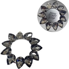 Hayat Store Kristal Damla Taşlı Start Stop Düğme Halkası Füme