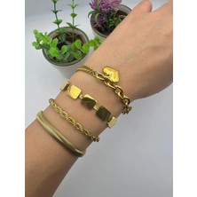 Badiva.co Çelik Kalp Charmlı Bileklik (Gold)