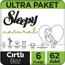 Sleepy 6 Beden Natural Bebek Bezi Ultra Paket 62 Adet
